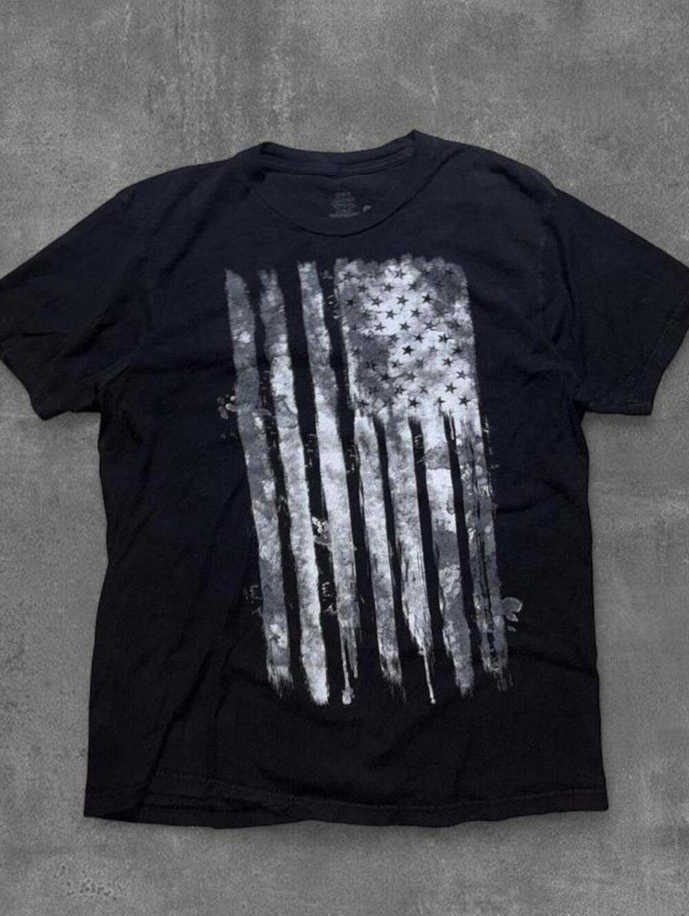 Heavyweight Champs American Flag Graphic T Shirt Black Large